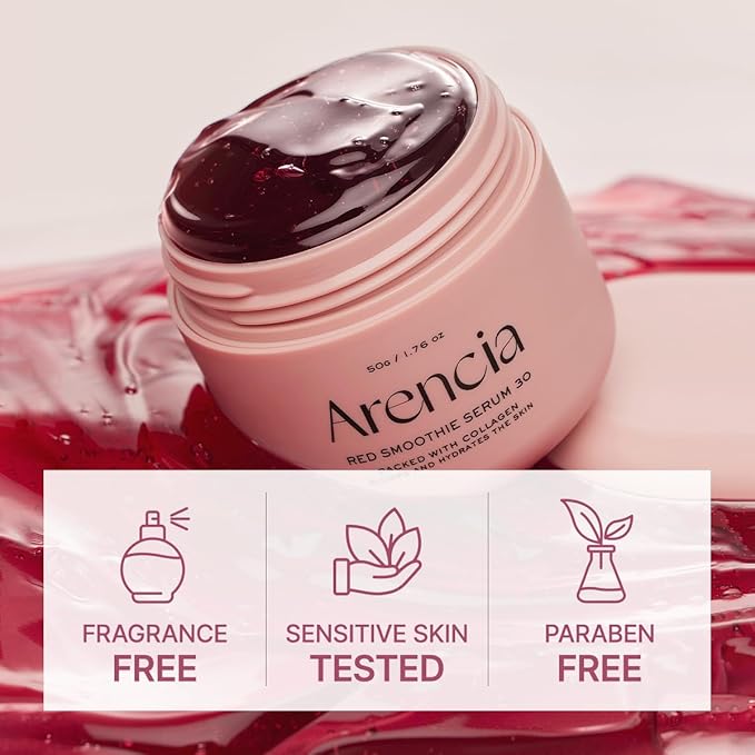Korean Skincare Overnight Red Smoothie Face Mask Serum, Glowing & Soothing with 30% red collagen, Niacinamide, Peptide, Vitamin E