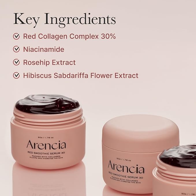 Korean Skincare Overnight Red Smoothie Face Mask Serum, Glowing & Soothing with 30% red collagen, Niacinamide, Peptide, Vitamin E