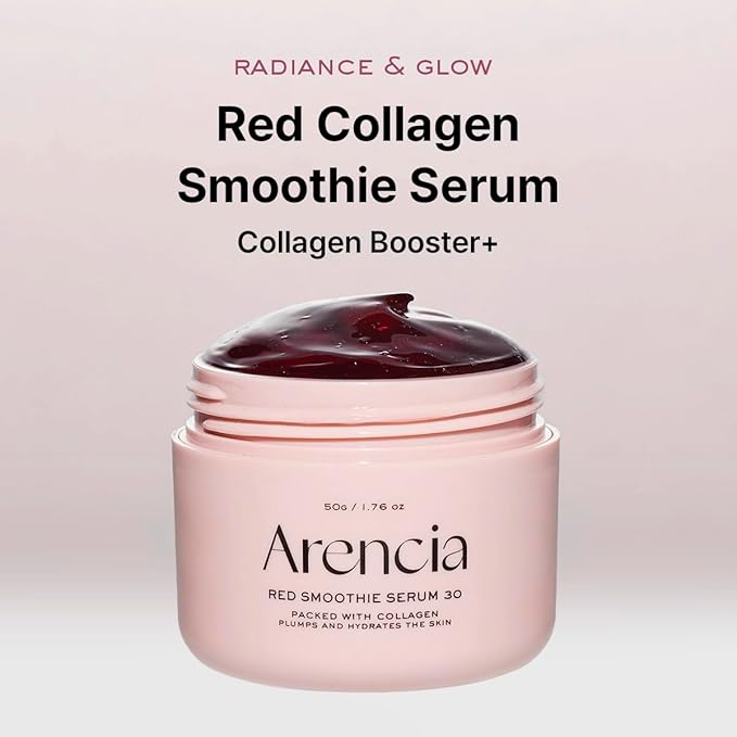Korean Skincare Overnight Red Smoothie Face Mask Serum, Glowing & Soothing with 30% red collagen, Niacinamide, Peptide, Vitamin E
