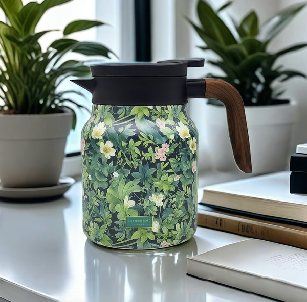 Vintage Floral Pattern Tea Thermos – Built-In Infuser