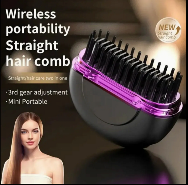 Mini Cordless Hair Straightener Brush Fast Heating with 3 Adjustable Temperature Settingsfor Daily Use, Perfect for Styling Men's Long Beards and Women's Hair, Ideal for Men,Women,Girls,Boys