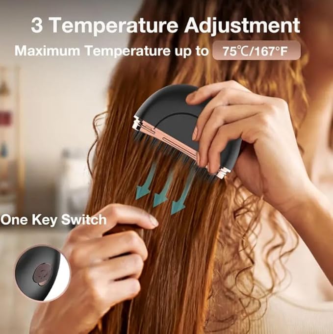 Mini Cordless Hair Straightener Brush Fast Heating with 3 Adjustable Temperature Settingsfor Daily Use, Perfect for Styling Men's Long Beards and Women's Hair, Ideal for Men,Women,Girls,Boys