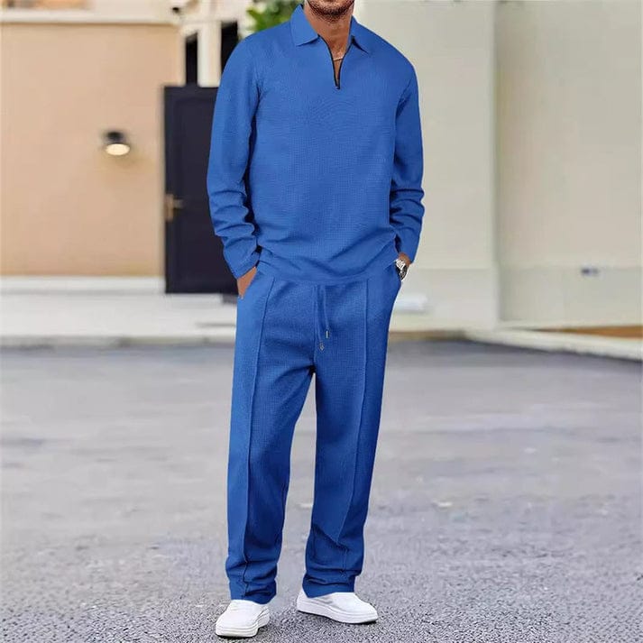 🌟Autumn Hot Sale🎉Men’s Waffle Knit Sweatshirt & Straight-Leg Pants Set